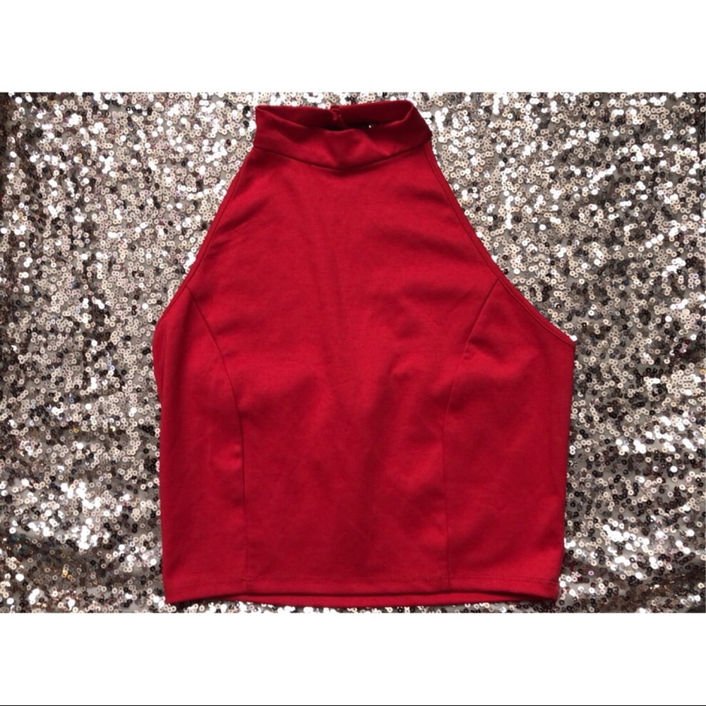 *SOLD*Sexy red halter top with cute buttons